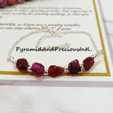Natural Raw Garnet Silver Plated bracelet, January Birthstone bracelet